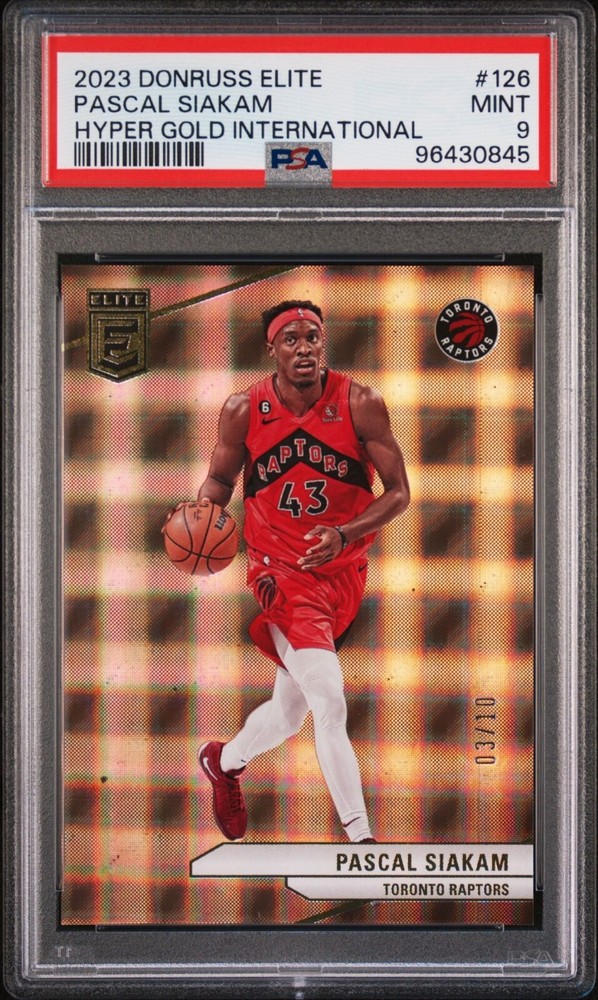 2023 Donruss Elite Pascal Siakam Hyper Gold International #&rsquo;d 3/10 PSA 9 *Pop 1