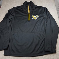 Pittsburgh Penguins NHL Hockey Mens L G-III Jacket Black Quarter-Zip Pullover