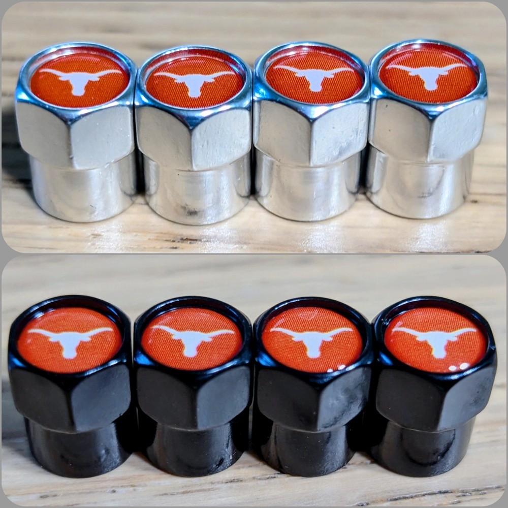 4pcs Metal Alloy Tire Air Valve Stem Caps TEXAS LONGHORNS