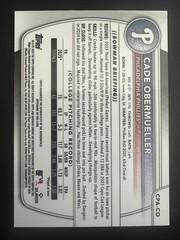2025 Bowman Draft – Chrome 1st Autographs Cade Obermueller #CPA-CO Gold /50