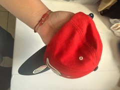 Vintage Ole Miss Rebels Zephyr Snapback Hat Red and Navy Script Cap