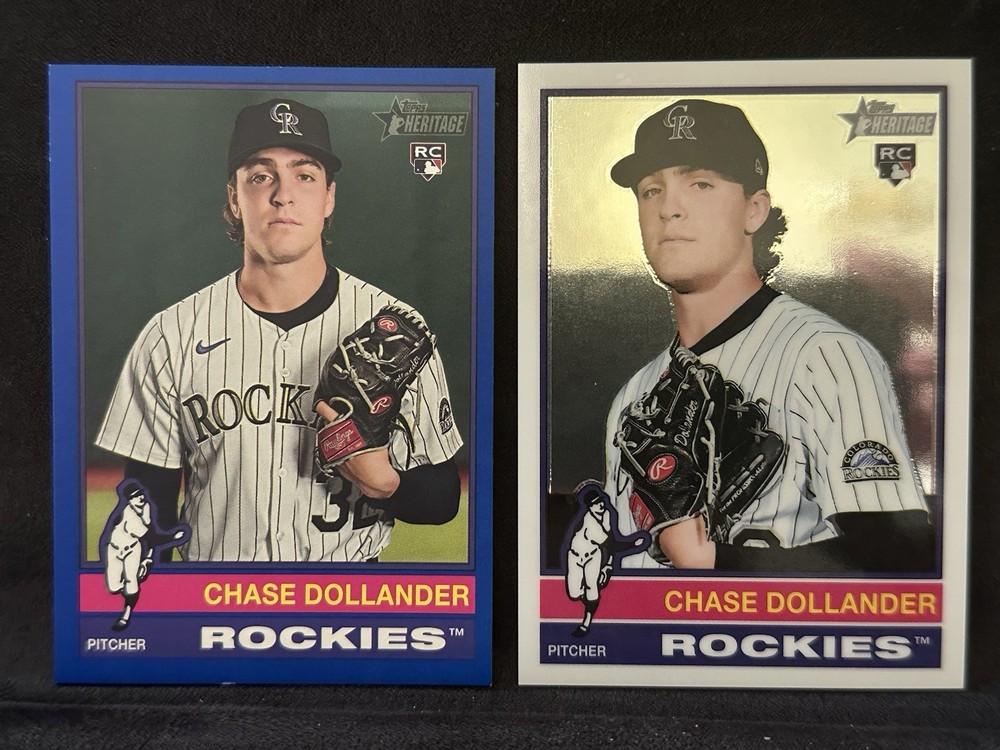 (2) 2025 Topps Heritage HN Chrome & DK. Blue Chase Dollander SP RC’s #713
