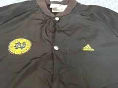 Adidas Notre Dame Satin Jacket Vintage Rare Sample Track 1842 Logos Men Sz M GUC