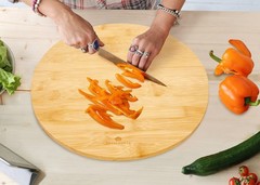 RoyalHouse Natural Bamboo Round Cutting Board for Kitchen, Pack of 2,