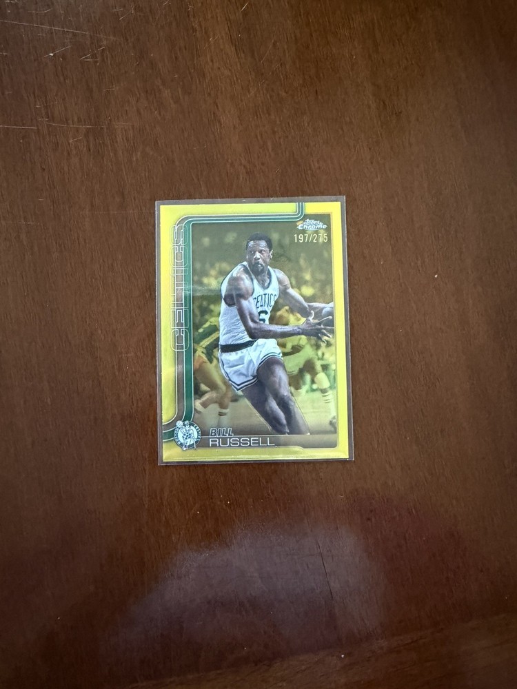 2025-26 Topps Chrome Update Bill Russell Yellow Refractor /275 #141 Celtics