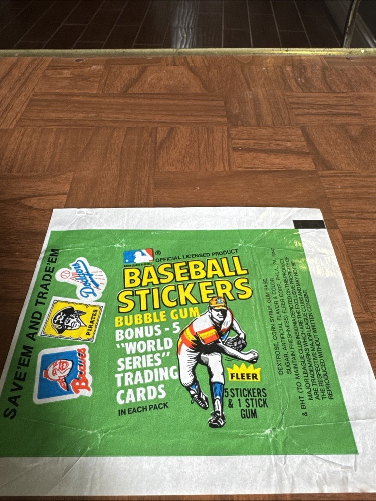 1980 Fleer Baseball Stickers Empty Wax Wrapper GET EVERY 4TH FREE