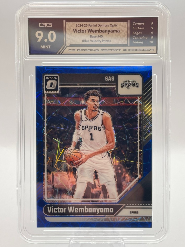 Victor Wembanyama Blue Velocity Prizm – 2024-25 Panini Donruss Optic #45 C3G 9
