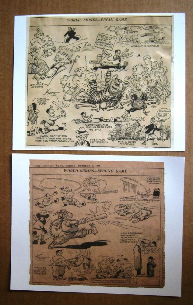 1935 Detroit Tigers Win World Series Game 2 & 6 comic strips – Oct 4, 1935 COPY