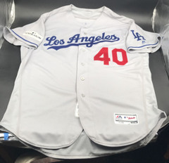 2017 Rick Honeycutt LA Dodgers Post Season Gray Team Issued Majestic Jersey #40