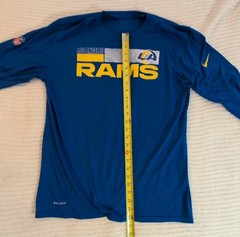 NIKE NFL Los Angeles Rams Dri-FIT Long Sleeve Shirt Blue/Yellow Size Men&rsquo;s L