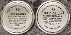 1964 TOPPS BASEBALL COIN LOT (2) #50 JOHNNY CALLISON/#35 RAY CULP PHILLIES