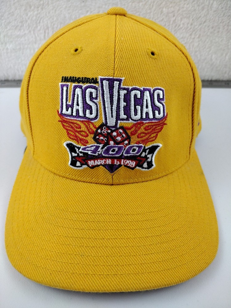 Vintage Rocks Hat Las Vegas 400 1998 Athletic Strap Back Flag Dice Flames