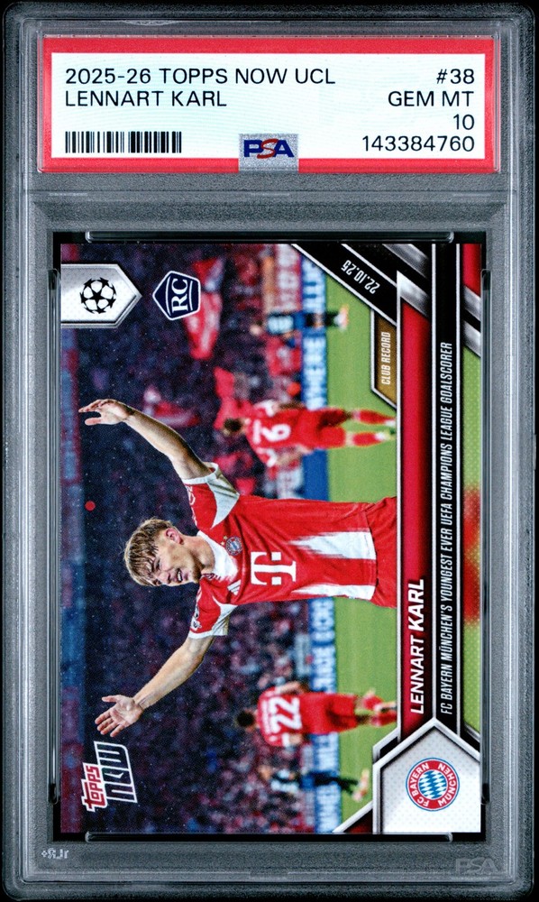 2025-2026 TOPPS NOW CHAMPIONS LEAGUE #38 LENNART KARL PSA 10