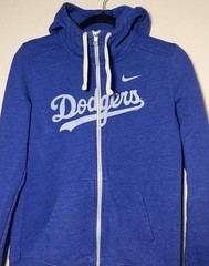 Los Angeles Dodgers Hoodie Women&rsquo;s L Blue Nike Full Zip Script Logo MLB Swoosh