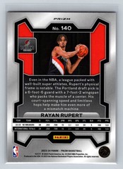 2023-24 Panini Prizm #140 Rayan Rupert RC Rookie Prizms Red Ice