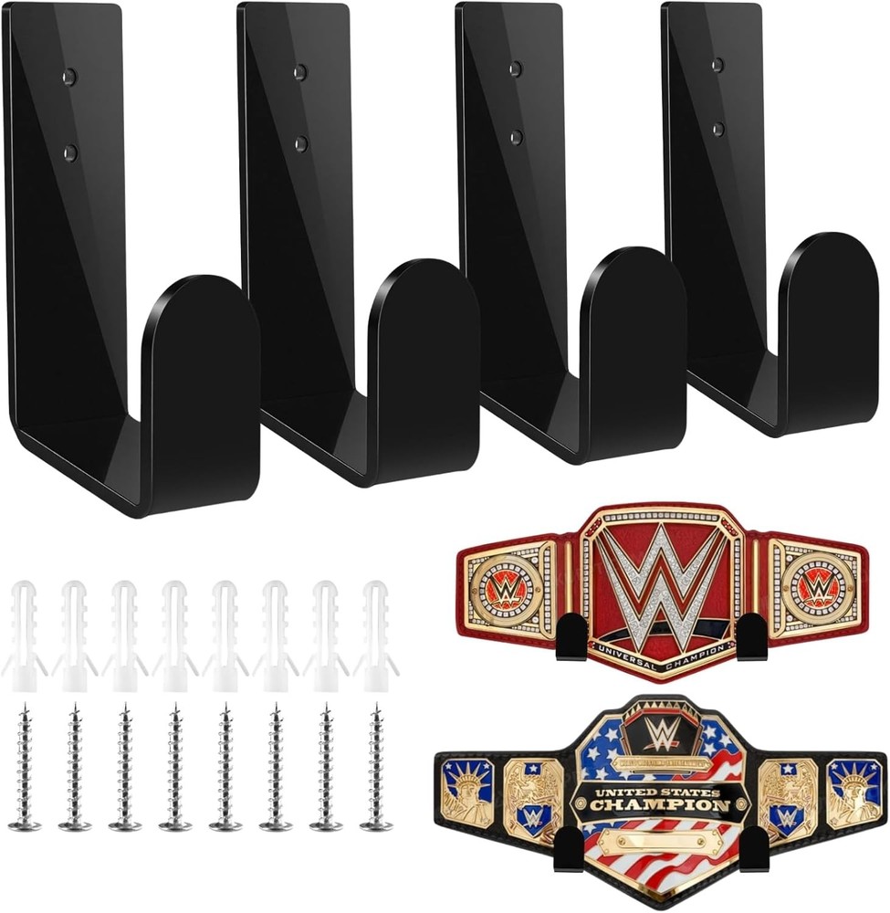 Championship Belt Wall Mount Display Holder Set, Professional Wrestling Title Be