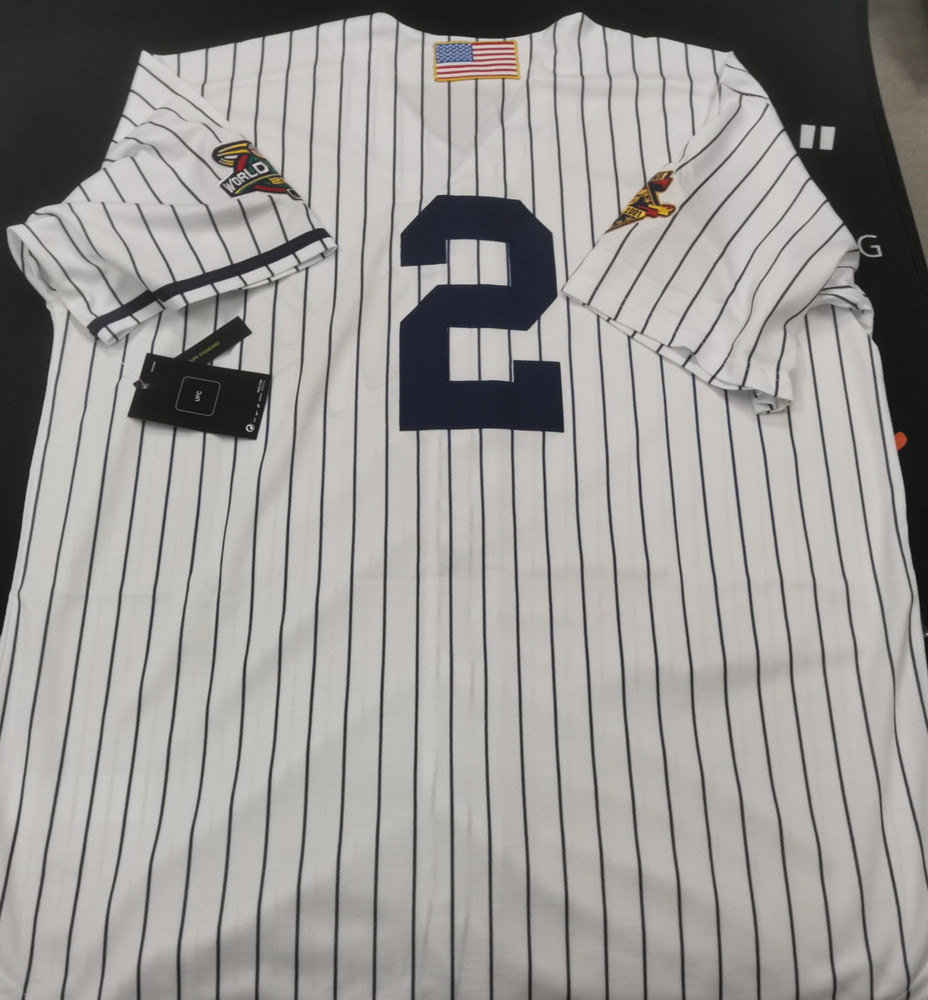 Derek Jeter #2 NYY Yankees Throwback White Cool Base Sewn Stitched Jersey.