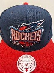 Mitchell & Ness Houston Rockets Hardwood Classics Navy and Red Core Side Snapbac