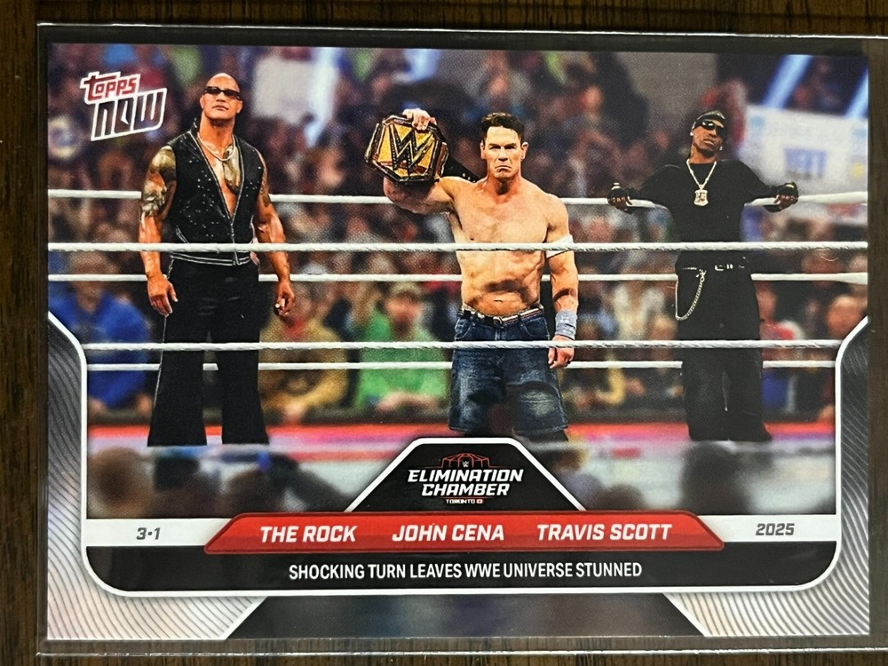 2025 Topps Now WWE #27 The Rock John Cena Travis Scott Elimination Chamber