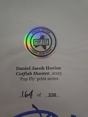 JIM CATFISH HUNTER HOF Oakland As Yankees Pop Fly Art Daniel Horine #164/236
