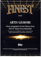 2024-25 Finest #FA-AG Artis Gilmore Finest Autographs Black Refractor #/25