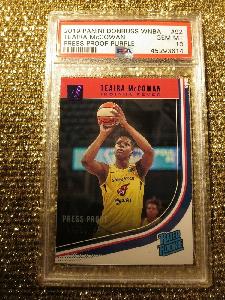 Teaira McCowan Indiana Fever 2019 WNBA panini Press Proof 16/99 PSA 10 rookie
