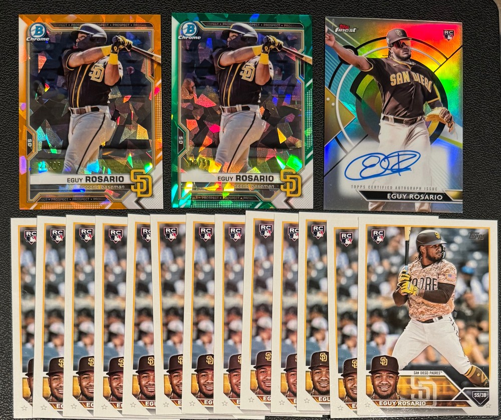 EGUY ROSARIO LOT: 2021 Bowman Sapphire /25 /50 #BDC-33, 2023 Topps Auto + 25x RC