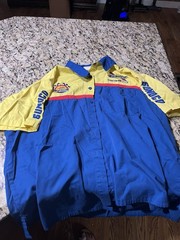 Sunoco NASCAR Officially Licensed Racing Button-Front Shirt Blue Yellow Red