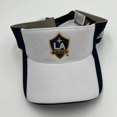 Adidas LA Galaxy MLS Soccer Visor Hat White Navy Blue Adjustable OSFA NWT