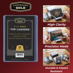 100ct Cardboard Gold 5×7 Top Loaders for Postcards/Photos – Clear Rigid PVC