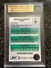 2007-08 eTopps #19 Kevin Durant RC Rookie #/1499 BGS 9.5 True Gem
