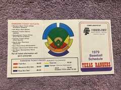 POCKET SCHEDULES MLB PAIR OF 2 1979 TEXAS RANGERS FARMERS-FIRST/FIRST OF FTWORTH