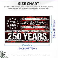 250th Anniversary American Flag 3×5 FT 3-Layer 36 inches by 60 inches, Black