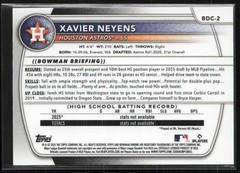 2025 Bowman Draft Xavier Neyens Chrome Houston Astros #BDC-2 1st Prospect