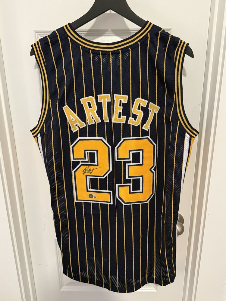 Ron Artest Indiana Autographed Signed Pinstripe #23 Jersey Beckett BAS COA