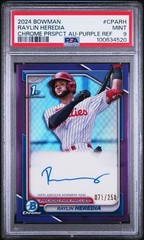Raylin Heredia 2024 Bowman Chrome Prospect Purple Refractor Auto /250 PSA 9 MINT