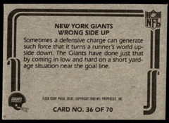 1980 Fleer Team Action New York Giants Wrong Side Up #36