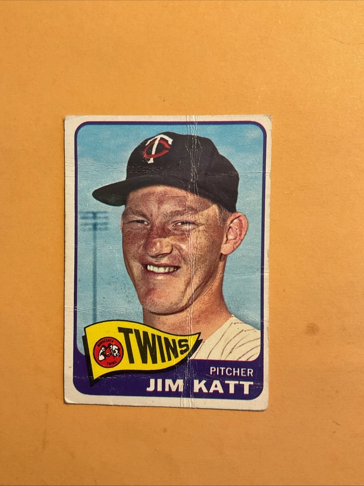 1965 Topps HOF Jim Kaat #62 Twins Set Break Name Misspelled as Katt Poor