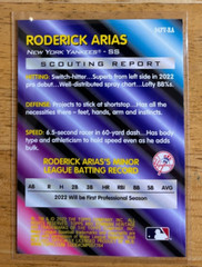2022 Bowman Heritage Roderick Arias Foil Variation SP #94FV-RA New York Yankees