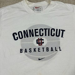 Vintage Nike UConn Huskies Basketball T Shirt Mens Small Swoosh White Y2K 90s