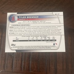 2025 Bowman Draft Baseball Tyler Bremner Los Angeles Angels BD-37 AUTO SIGNED IP