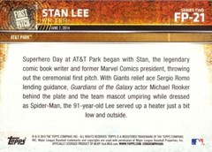 2015 Topps 1st First Pitch FP-21 Stan Lee Baseball Card Marvel Comic Book Writer