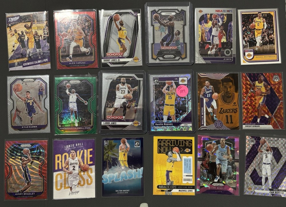 Lakers 18 Card Lot – Bronny, LeBron, Reaves Numbered, RC, Inserts & More (BD3)