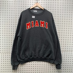 Miami University Sweatshirt Mens XL Gray Embroidered Redhawk Crewneck 24×29
