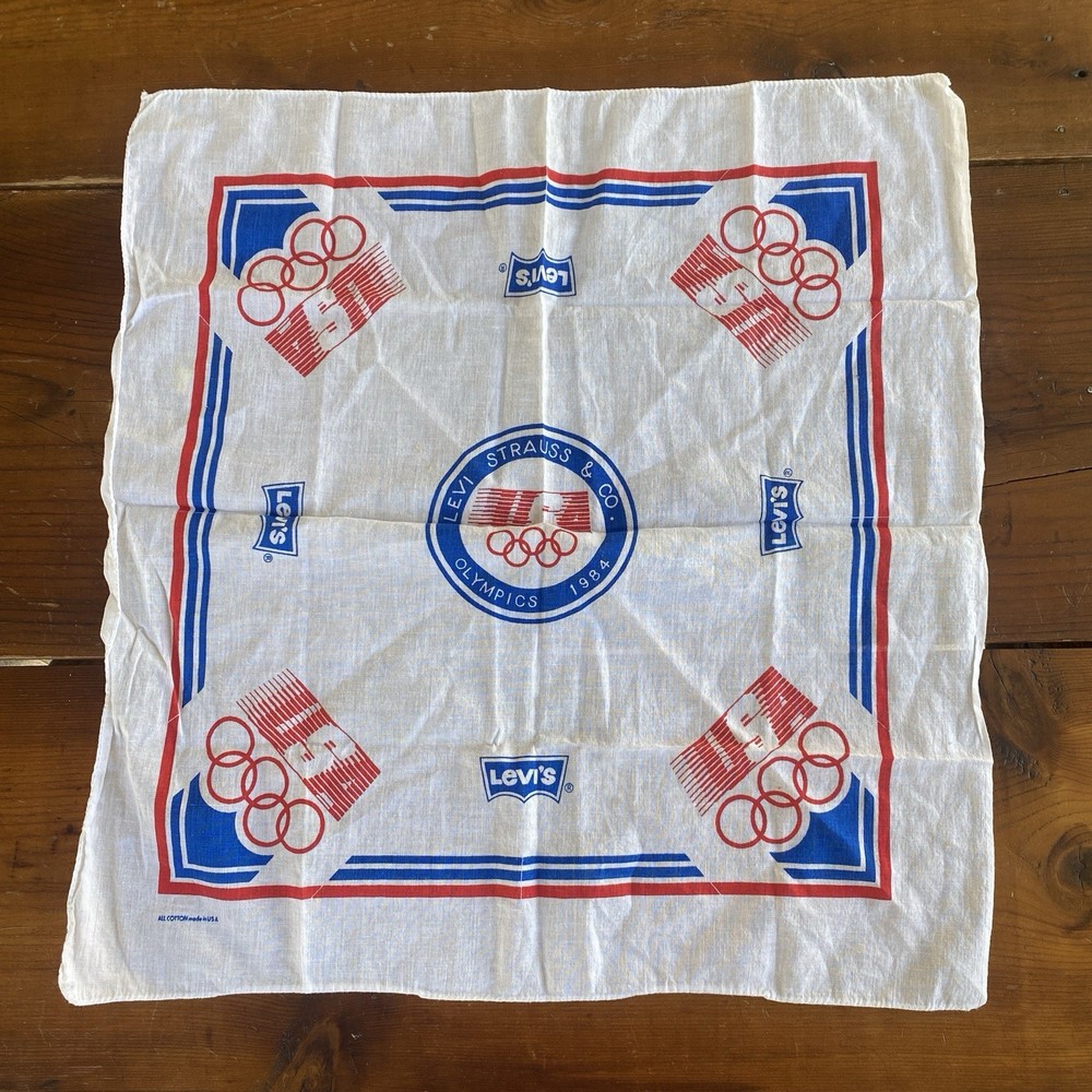 Vintage Levi&rsquo;s Bandana Olympics 1984 80s Los Angeles Made in USA