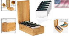 Bamboo Index Card Holder with A-Z Dividers