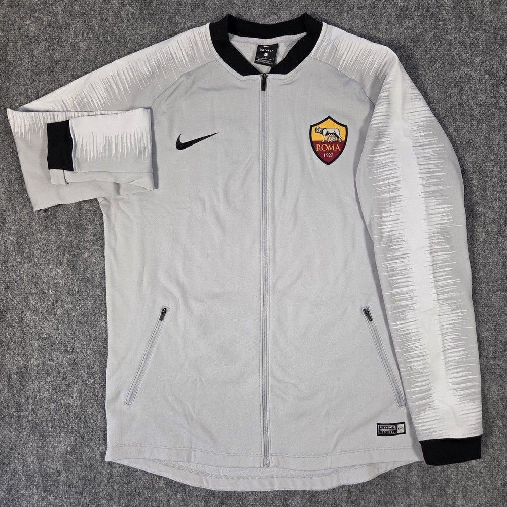 Nike AS Roma Anthem Jacket Mens Large 920062-014 Wolf Gray Platinum Black Soccer