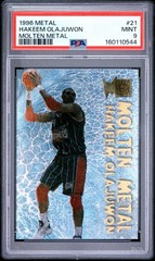 PSA 9 mint 1996/97 fleer METAL MOLTEN METAL #21 HAKEEM OLAJUWON rare HOF Legend