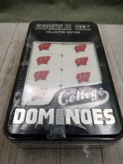 NCAA UW Wisconsin Badgers Double-Six Dominoes 28pc Christmas Birthday Football