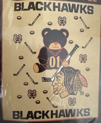 NEW 90&rsquo;s Chicago Blackhawks Baby Bear Woven Blanket Northwest Company 36×50